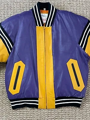 VINTAGE 90's MICHAEL HOBAN BASKETBALL WHEREMI LEATHER JACKET M • $111.99