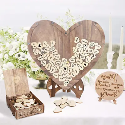 3D Wedding Guest Book Wedding Heart Drop Box Wooden Picture Frame Table Display • £18.91