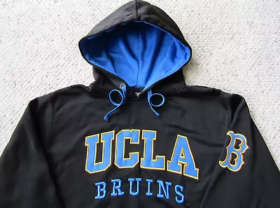 UCLA BRUINS Stitched Letters Black Long Sleeve Pullover Hoodie COLOSSEUM Men M • $29.99