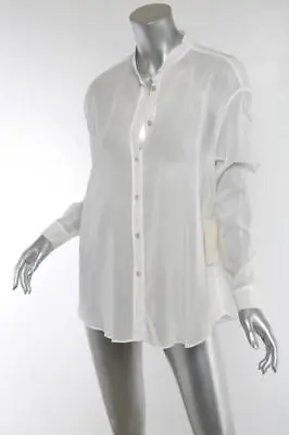 LA GARCONNE MODERNE Womens White Cotton Organza Sheer Shirt Top Blouse S NEW • $145