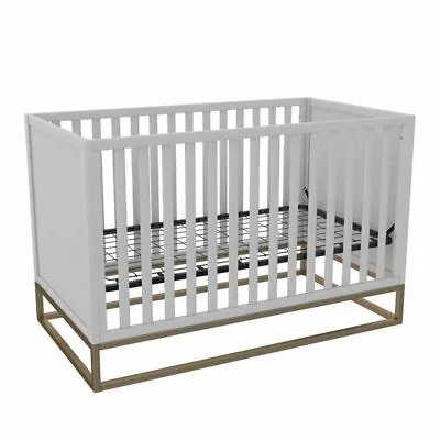 Little Seeds Haven 3 In 1 Convertible Wood Crib With Metal Base In Gray And Gold • $321.96