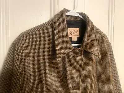 Vintage Woolrich Women's Brown Houndstooth Wool Jacket / Blazer ~ Size L ~ VGUC • $24.99