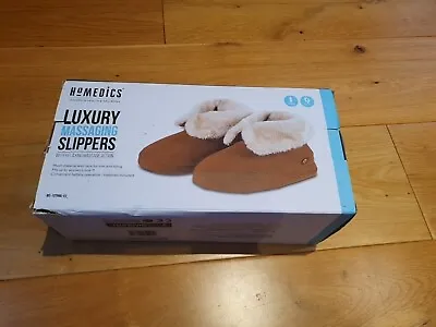 Homedics Luxury Massaging Slippers/Booties Tan -  (FITS UP TO WOMENS SIZE 11) • £0.01