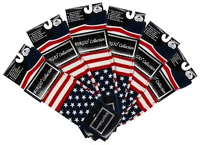 6 Pair Of Biagio Men's AMERICAN Flag USA Stars Stripes Mens COTTON Dress SOCKS • $25.99