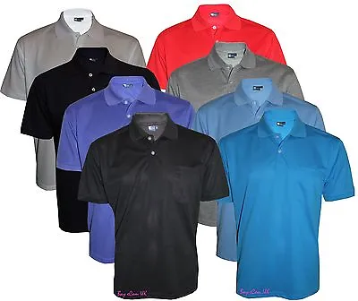 Men’s T-Shirts Loose Fit PK Polo Plain With Pocket Polycotton Size S To 6XL • £3.99