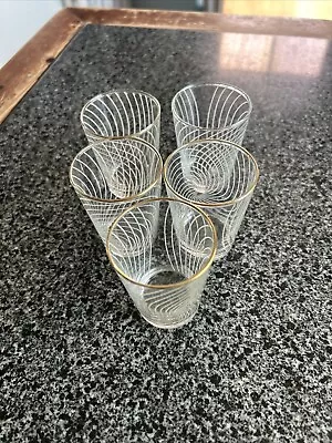STYLISH Set Of 5 CHANCE GLASS ‘SWIRL SHERRY/SHOT GLASSES Mid Century C1960 • £15