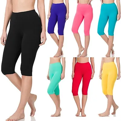 Womens Capri Leggings Soft Stretch Workout Fitness Crop High Waisted Yoga Pants • $7.99