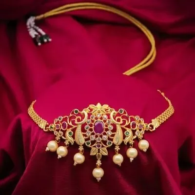 Gold Plated Pakistani Indian Designer Choker Necklace Bollywood Ethnic Jewelry • $16.63