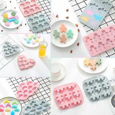 Silicone Baking Mould Cake Jelly Cookies Soap Mold Chocolate Tray Wax Ice Cube • £2.99