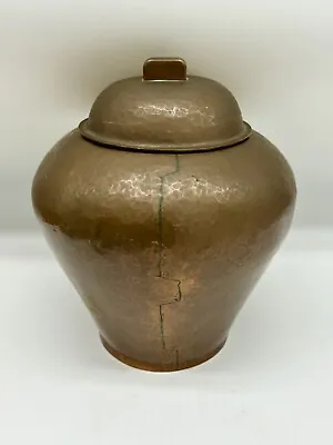 Dirk Van Erp Influenced Hammered Copper Covered Vase / Jar Signed N.L. Lake 8.5” • $295
