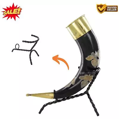 Hand Forged Twisted Iron Viking Drinking Horn Stand For Beer Halloween Display • $16.91