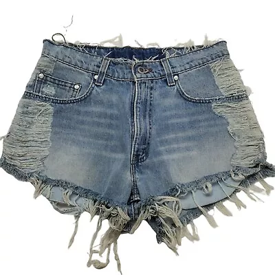 Levis Women's Vintage Cut Off Jean Shorts Sz 30 High Rise Destroyed Raw Hem USA • $39.99
