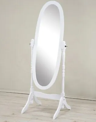 White Mirror Cheval Floor Full Length Glam Queen Anna Bedroom Dressing Oval Wood • $60.53