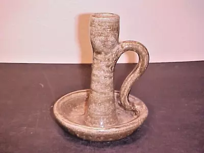 Early Signed JOHN MEADERS 6.5x5.5  Georgia Stoneware CANDLESTICK HOLDER Rare • $69