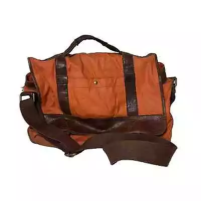 Fossil Canvas Leather Men's Messenger Bag Orange Computer Bag Buckles • $28