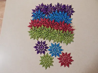 24 Pack 4'' Sparkling Glitter Snowflake Christmas Ornaments   -Multicolor • $9.45