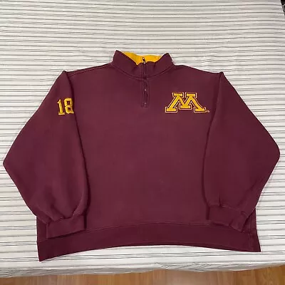 Minnesota Golden Gophers 1/4 Zip Pullover Sweatshirt Mens Fits Large-XL Maroon • $7.59