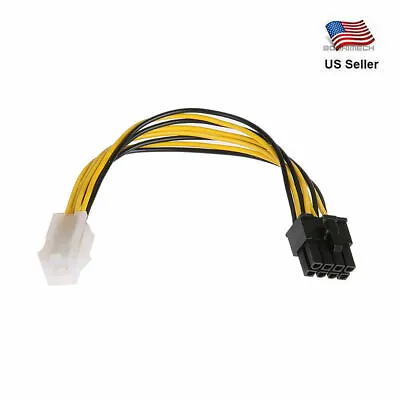 4Pin To 8Pin Extension Cable Converter Adapter For Power Supply W TRACKING # • $3