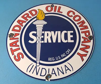 Vintage Standard Oil Company Sign - Porcelain Torch Graphic Gas Pump Plate Sign • $144.37