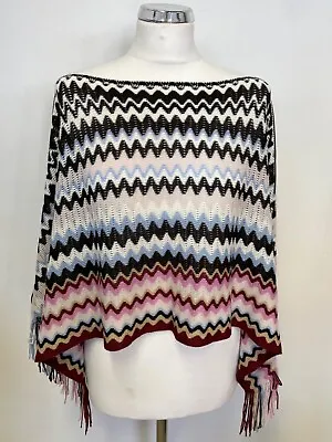 Bnwt Missoni Multi Coloured Print  Wool Blend Fringed Poncho One Size Rrp £225 • $151.55