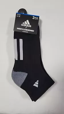 Adidas Men's Cushioned Athletic Quarter Socks 3 Pr Shoe Sz 6-12 Aeroready-Black • $18.39