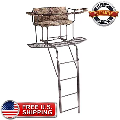 20' 2-man Double Rail Ladder Tree Stand W/ Hunting Blind Padded Jumbo Backrest • $329.97