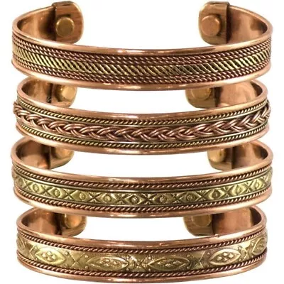 Set Of 4 Tibetan Copper Bracelets Magnetic India Pattern Women's Men's Spiritual • $11.35