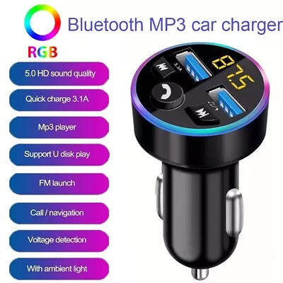 MP3 Wireless Bluetooth FM Transmitter Player Car Charger Fast Charger Adapter • £2.20