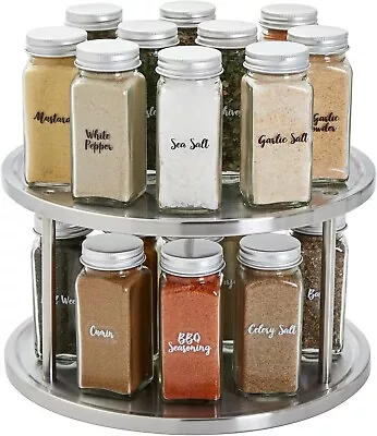 2 Tier Lazy Susan Turntable Organizer For Cabinet Revolving Spice Rack Carousel • $22.91