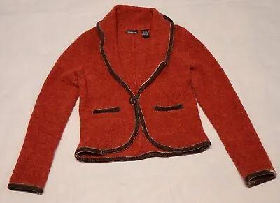 MODA INTERNATIONAL Womens Burnt Orange Wool Blend Sweater Cardigan Size M • $14.99