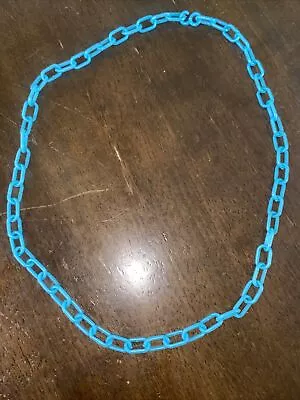 Vintage 1980s Plastic Clip On 80s Bell Charm Chain Link Necklace Blue • $9.99