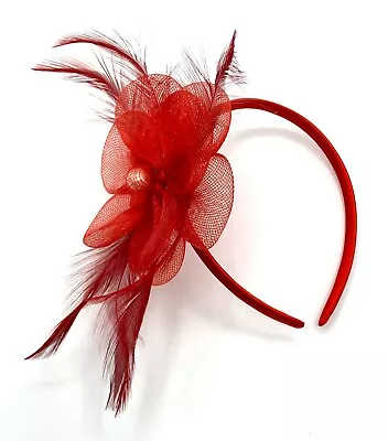 Ladies Flower Feather Aliceband Fascinator Ladies Day Weddings Races Royal Ascot • £8.99