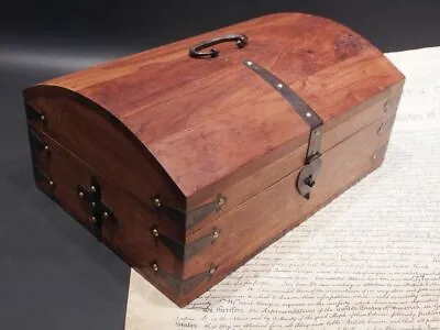 $75 • Buy Antique Vintage Style Dome Top Document Travel Writing Wood Desk Trunk Box HEAVY