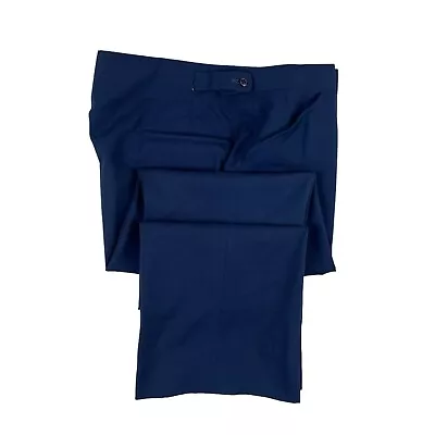 Oxxford Clothes Royal Blue Pure Wool Side Tab Mens Trouser Size 36x32 • $57.39