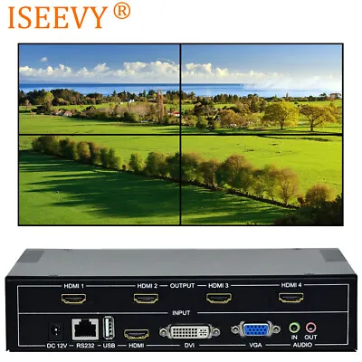 4 Channel TV Video Wall Controller 2x2 1x3 1x2 HDMI DVI VGA USB Video Processor • $150
