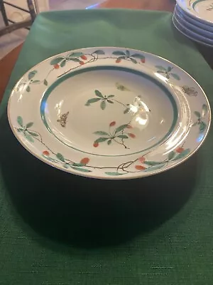Vintage Mottahedeh Vista Alegre K'ang Hsi Famille Verte 10  Large Rim Soup Bowl • $47.50