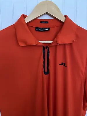 J. Lindeberg Golf Polo Shirt Men's Large Orange Regular Fit EUC • $49.56
