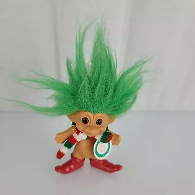 Vintage Merry Little Trolls Russ 3  Christmas ELF Troll Santa's Elf Green Hair • $14.99