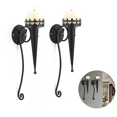 2Pcs Wall Candle Holders Wall Mounted Candle Sconces Torch Design Hanging Sco... • £12.95