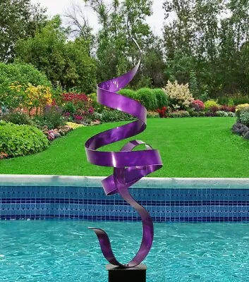 Purple Metal Art Sculpture Abstract Modern Indoor Outdoor Garden Decor Jon Allen • $360