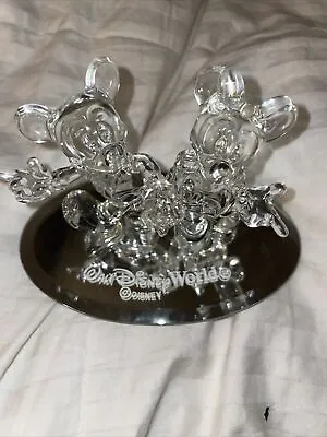 Disney Mickey And Minnie Walking Arribas Brothers Crystal Glass Figurine - HTF! • $99