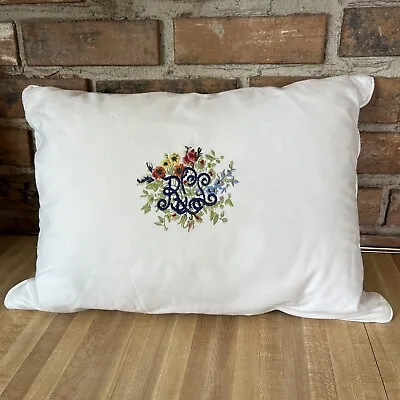 Ralph Lauren Pillow BELLE HARBOR MONOGRAM Floral 15” X 20” Pillow • $49