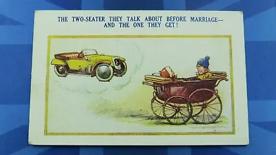 £12.80 • Buy Vintage Bamforth Comic Postcard 1920's Morgan 3 Wheeler Car Two Seater Pram