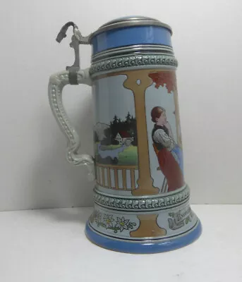 Antique German 1L Beer Stein # 335 Musterschutz Etched / Incised Design • $299.99