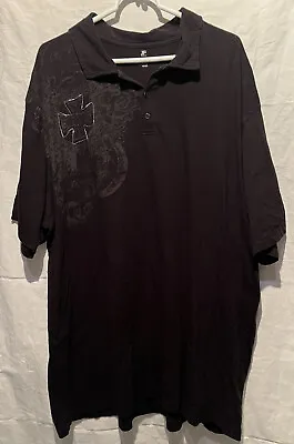 J.Ferrar Black Top Button Collar Shirt Men's Sz 2XLT Cross Stitched Designed EUC • $11.99