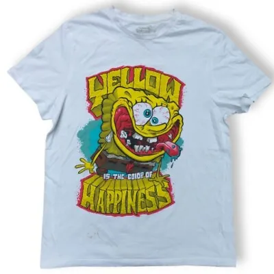 Spongebob Squarepants White T-Shirt Mens M Colour Of Happiness • £7.20