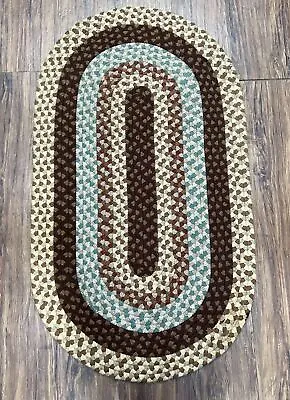 American Braided Rug 2x4 Ft Oval Rug Multicolor Handwoven Vintage Small Carpet • $255