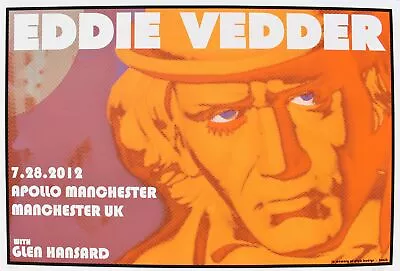 Eddie Vedder Concert Poster 2012 Manchester Frank Kozik • $136.50