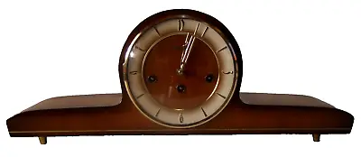Original Vintage Hermle Germany Mantle Clock With Chimes Polished Wooden Body • £435.38