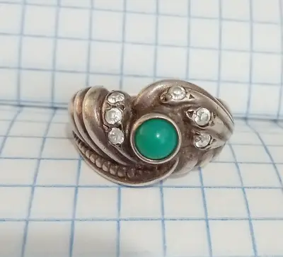 Vintage Ring Natural Chrysoprase Stone Silver 925 USSR. Women's Jewelry Size 7 • $37